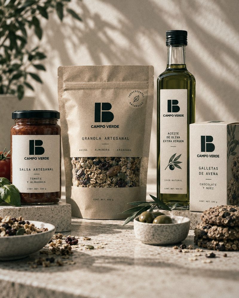 Linea de producto de alimento con etiquetas impresas